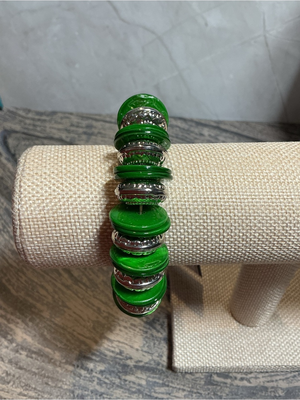 Green & Silver Stretchy Bracelet